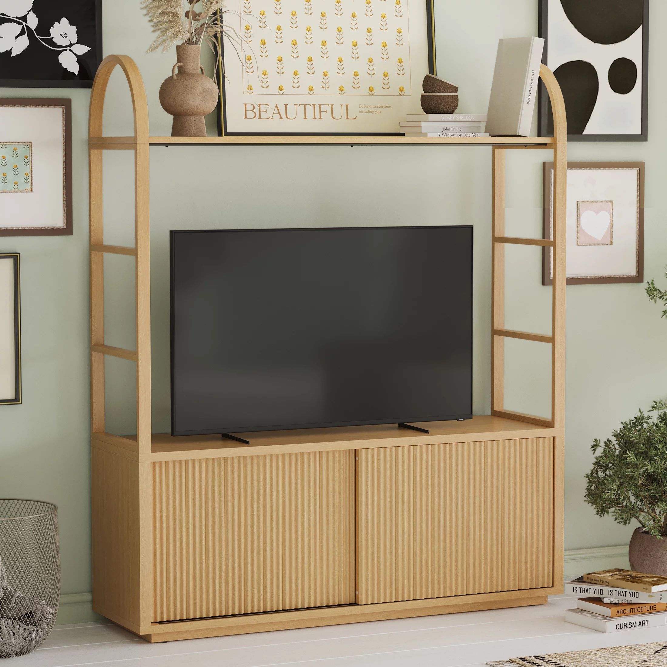 Beautiful Fluted Large Bookcase Entertainment Center for TV’s up to 65” by Drew Barrymore, Wa... | Walmart (US)