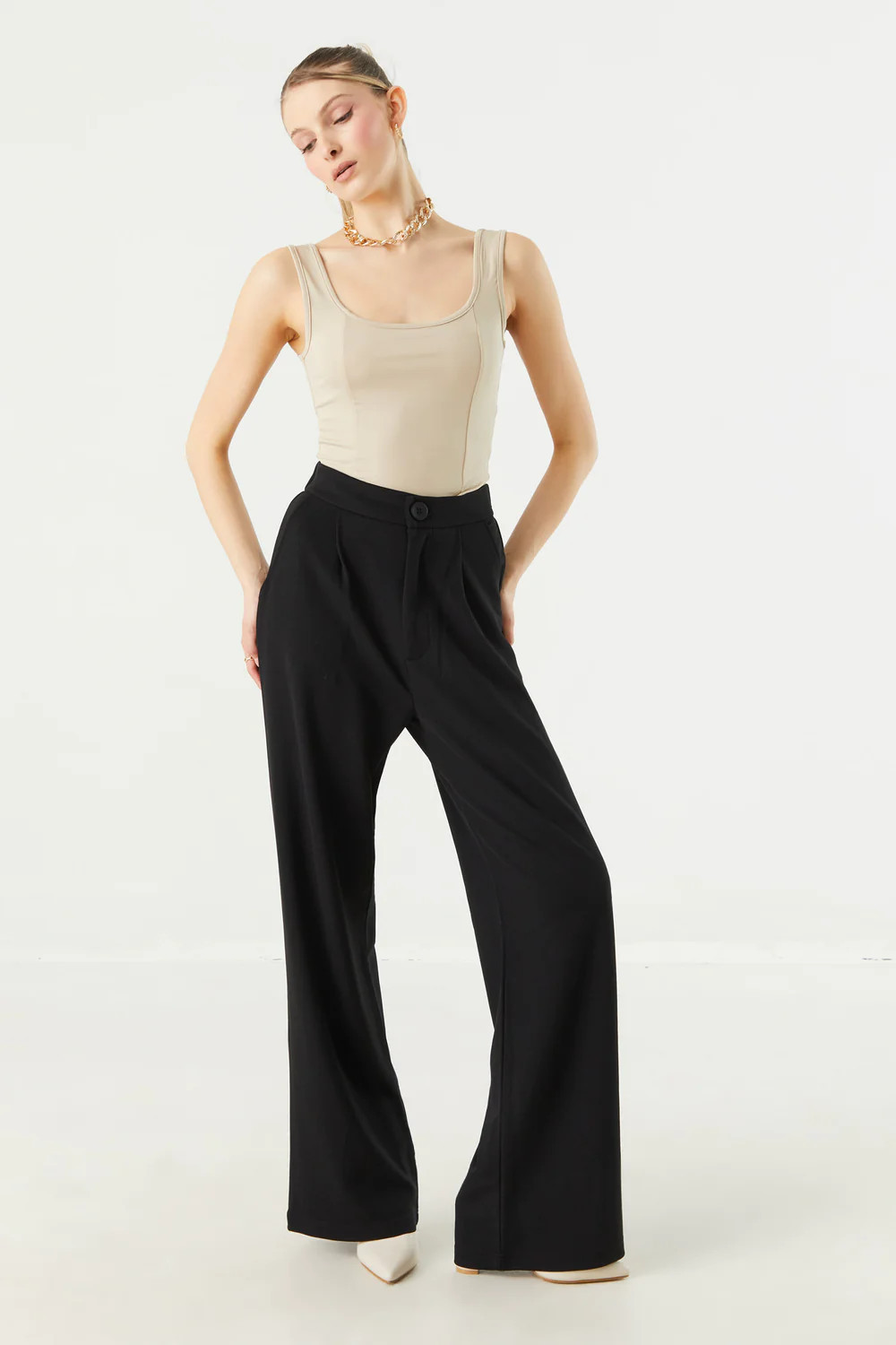 Crepe Knit Wide Leg Trouser Dress Pant | Charlotte Russe