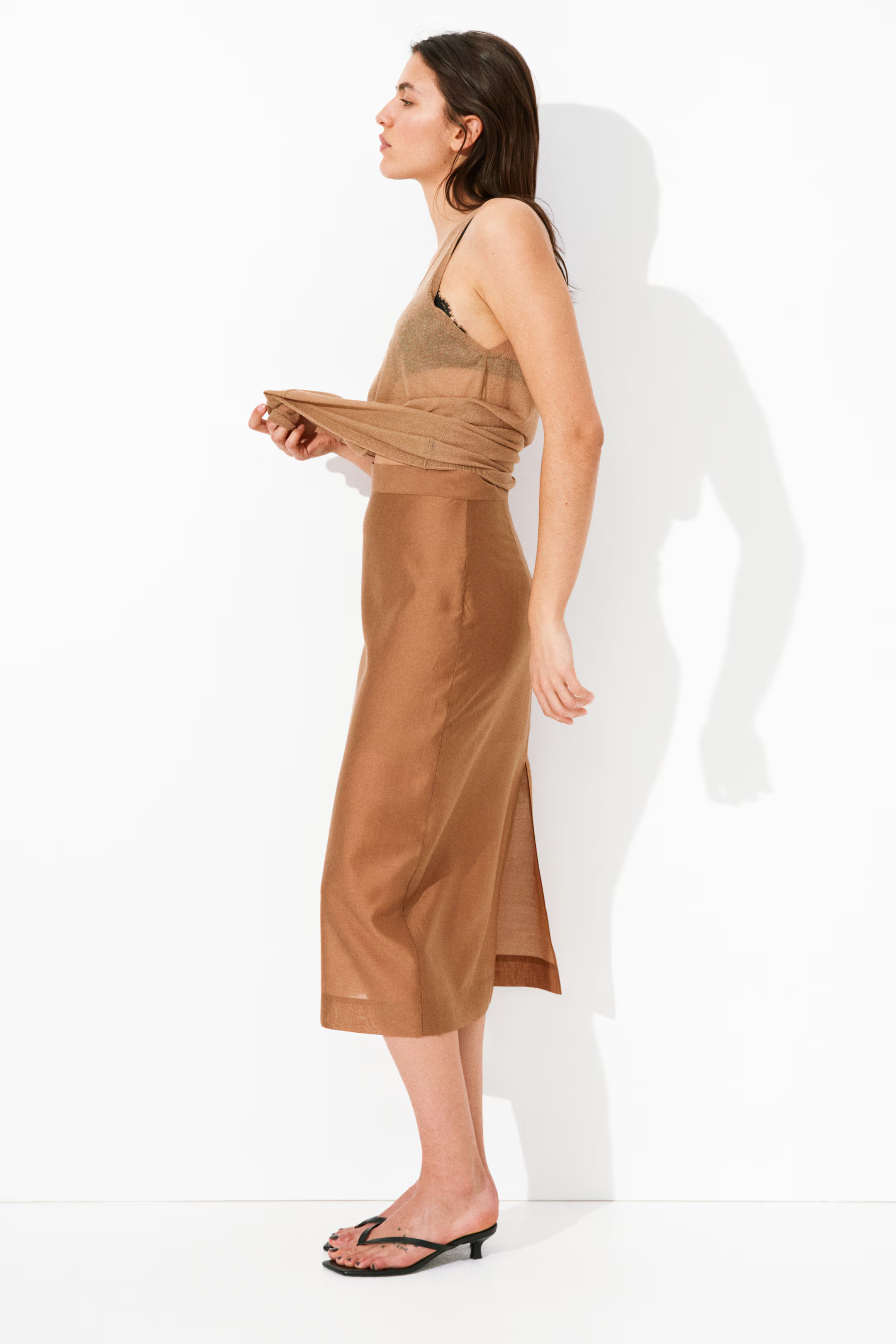Lyocell-Blend Pencil Skirt - Brown - Ladies | H&M US | H&M (US + CA)