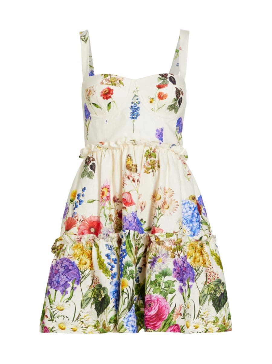 Audrey Floral Linen Minidress | Saks Fifth Avenue