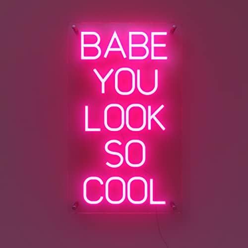 Ancient Neon “Babe You Look So Cool” Neon Sign | Large Acrylic Pink LED Neon Signs for Bedroom Wall  | Amazon (US)