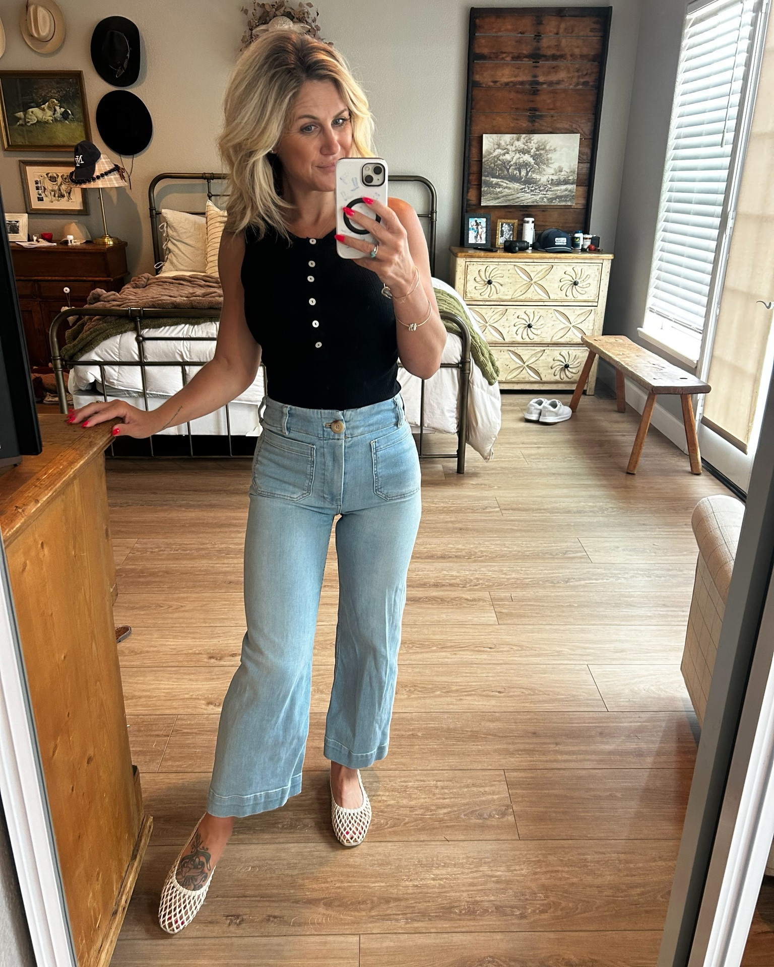 Cutest Maeve Colette wide leg pants. I own these in multiple different shades I love them so much. I wear a 25! I tagged a new style at Anthro now with the pretty eyelet detail! Another favorite staple Target tank in a S. #style #fashion #anthropologie

#LTKootd #LTKgrwm