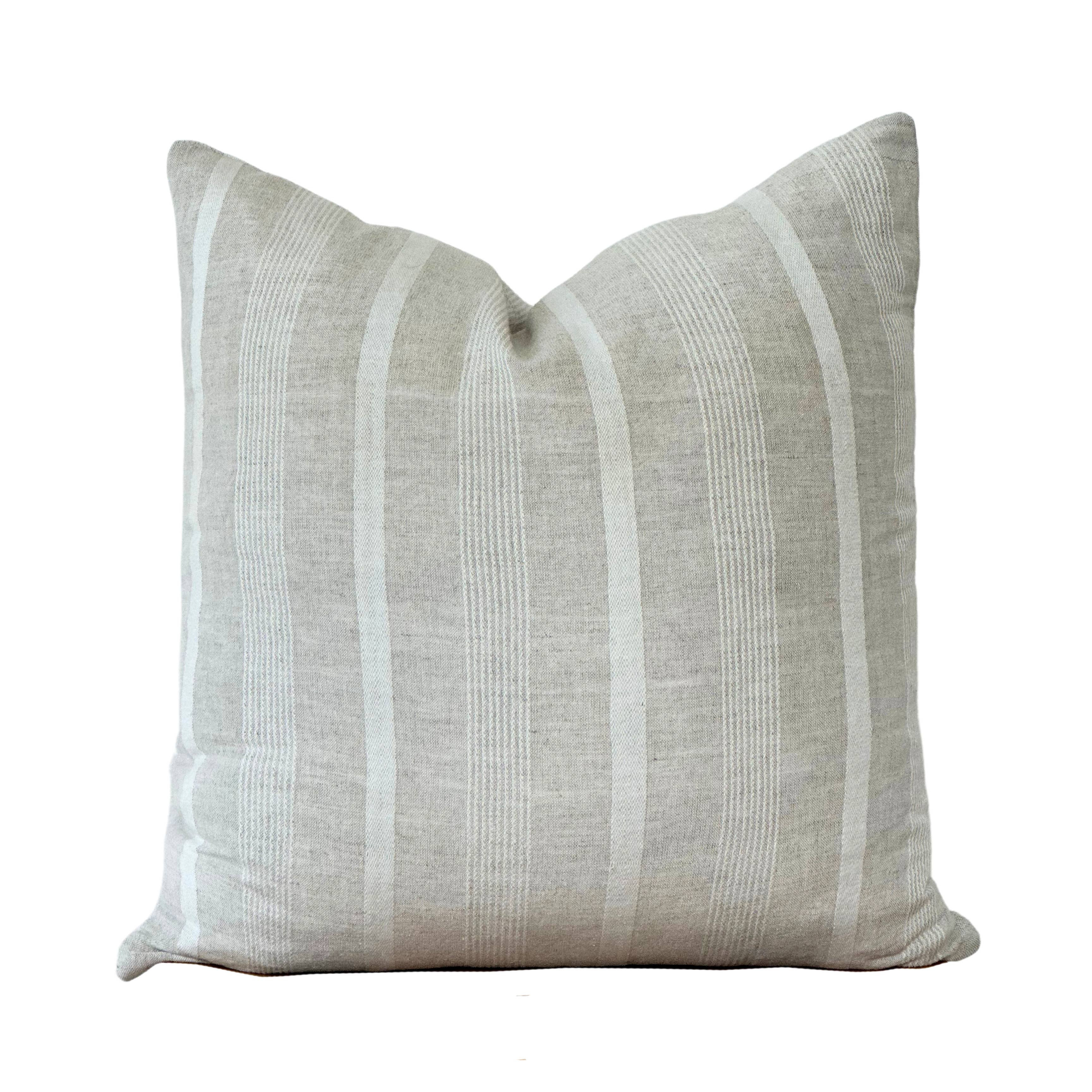 20x20 Linen Stripe Pillow Cover | Linen & Clove