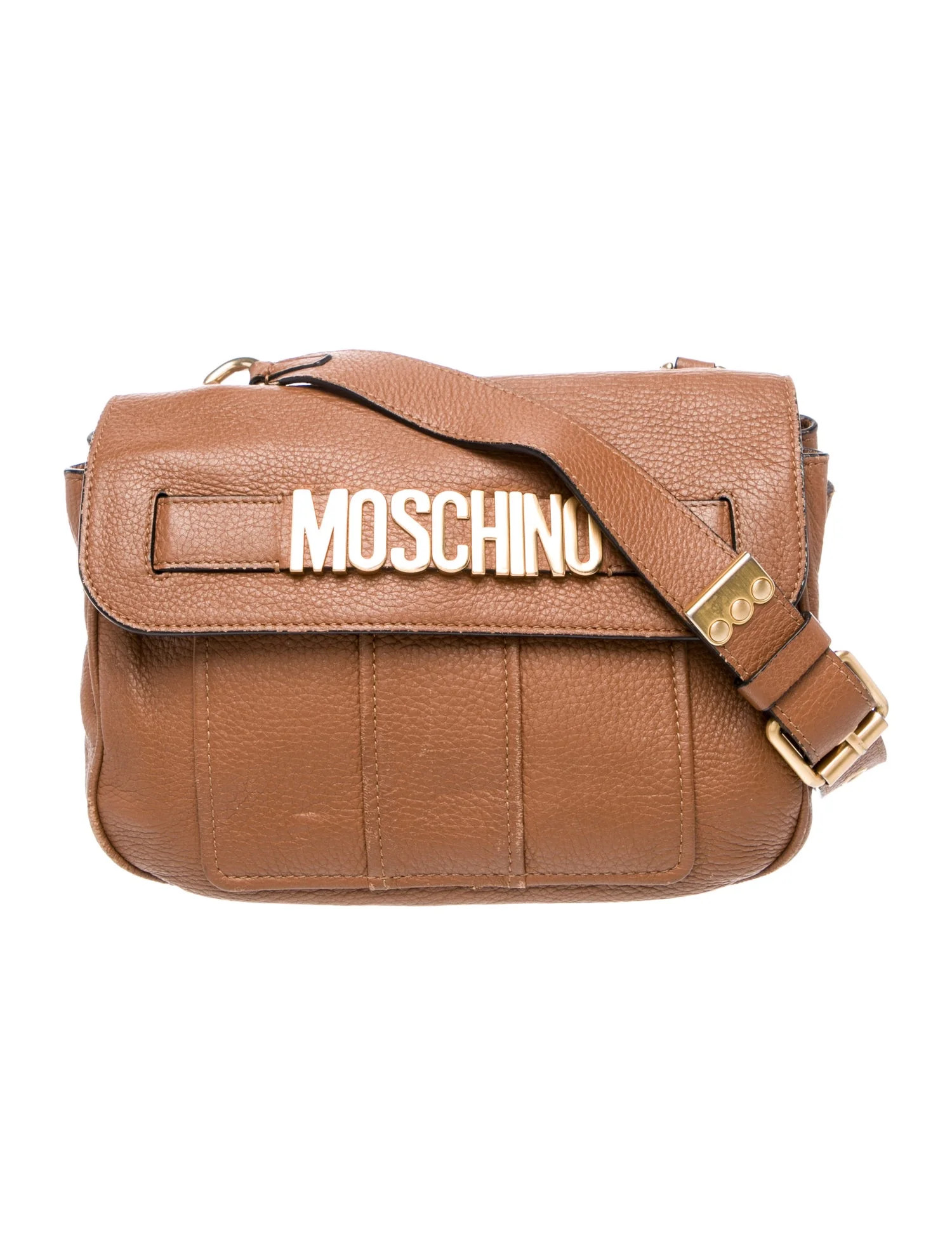 Moschino Leather Messenger Bag - Brown Crossbody Bags, Handbags - MOS92678 | The RealReal | The RealReal