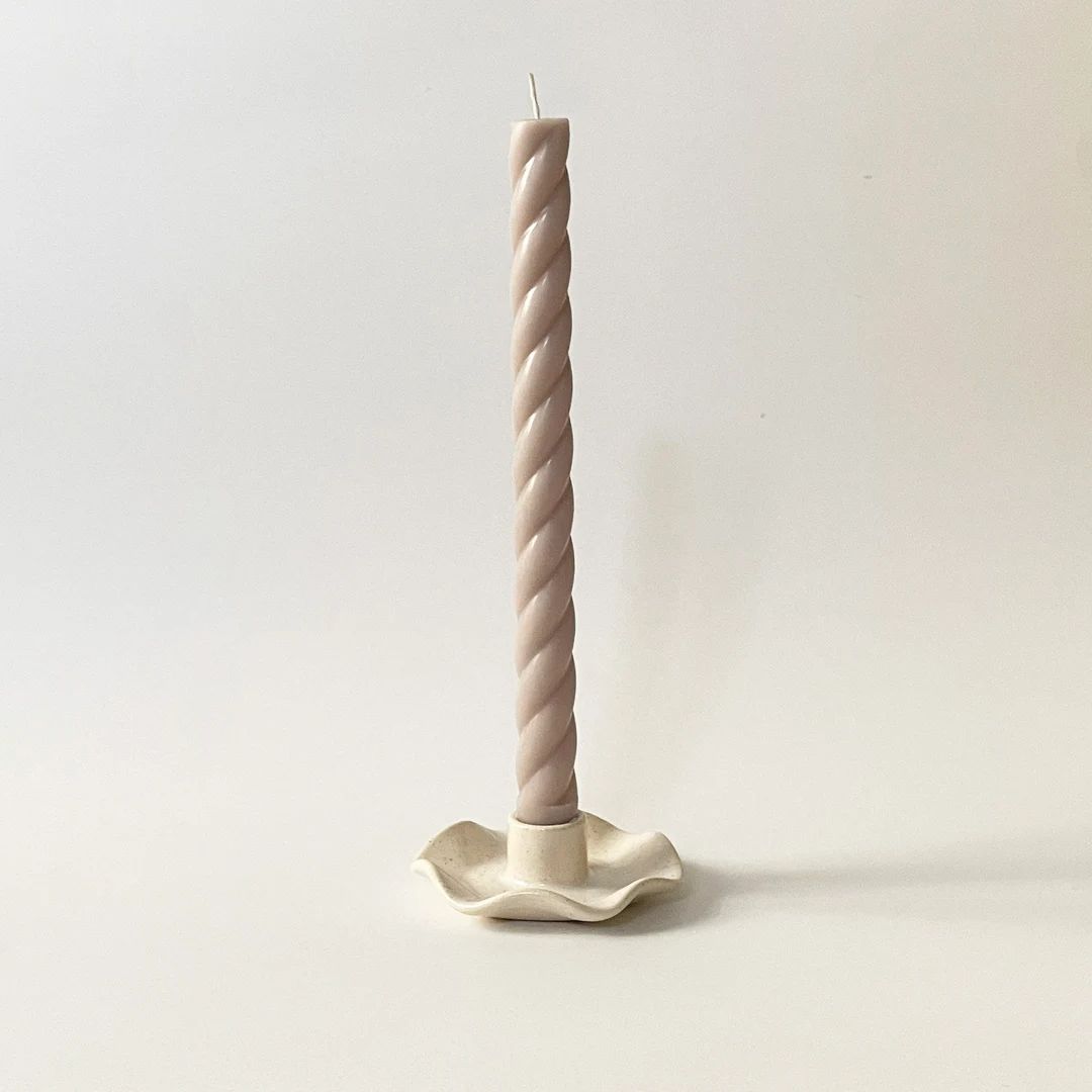 Handmade Ceramic Wavy Ruffle Cottagecore Taper Candle Holder | Etsy (US)