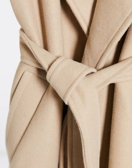 Vila waterfall maxi coat with tie waist in beige | ASOS (Global)