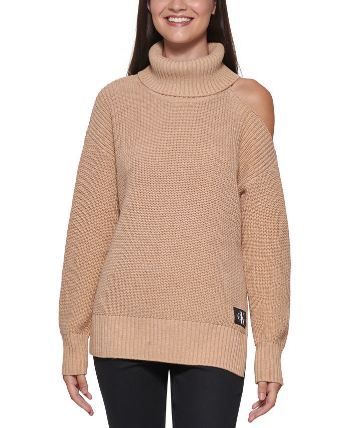 Calvin Klein Jeans Cut-Out-Shoulder Turtleneck Sweater & Reviews - Sweaters - Juniors - Macy's | Macys (US)
