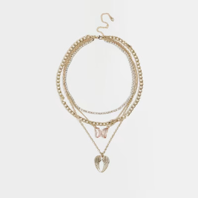 Gold diamante multirow necklace | River Island (UK & IE)