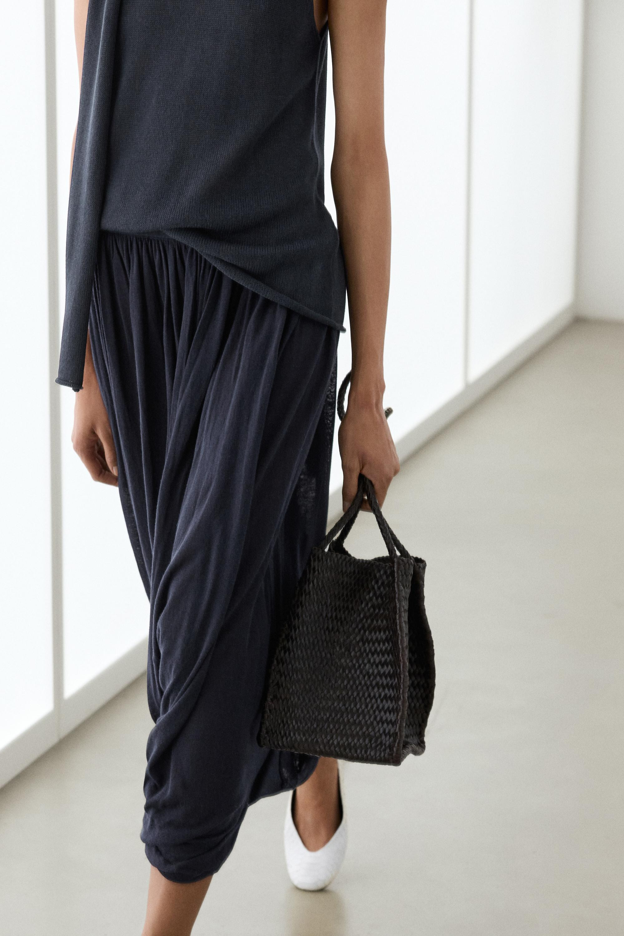 Draped balloon midi skirt | Massimo Dutti US