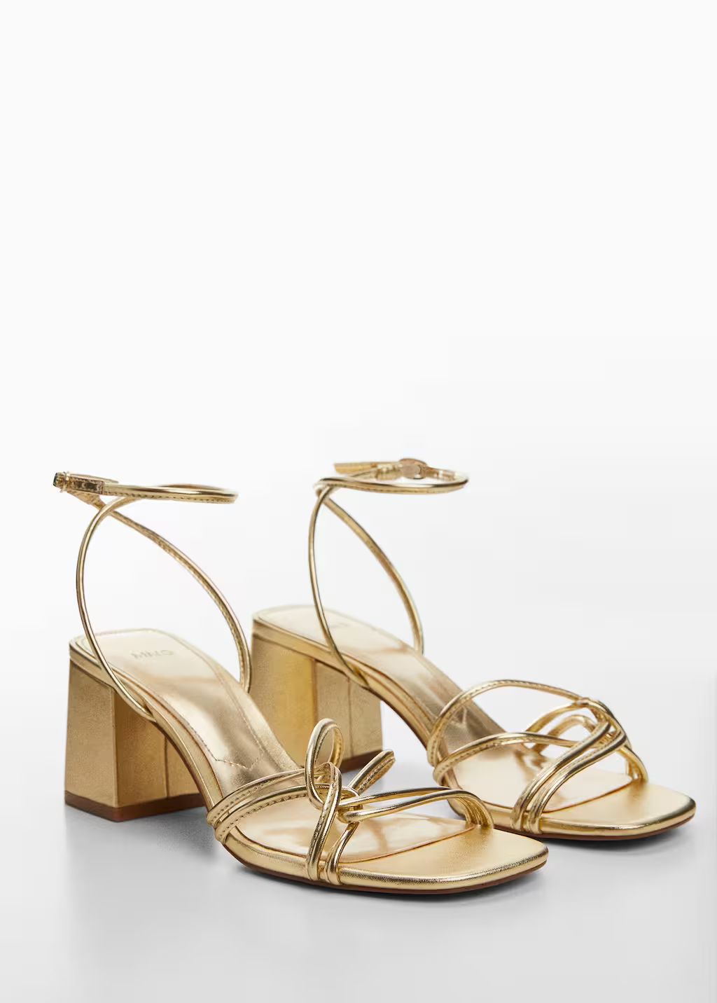Metallic strappy heeled sandal | MANGO (US)
