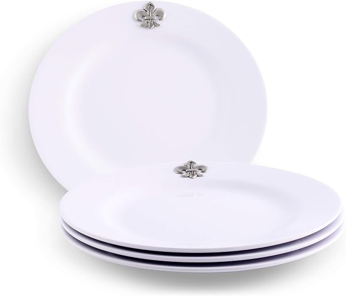 Arthur Court 4-Piece Pewter Fleur de lis on Heavyweight and Durable Melamine Plate, for Indoors O... | Amazon (US)