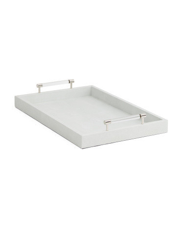 21.75X14 Faux Shagreen Dual Handle Tray | TJ Maxx