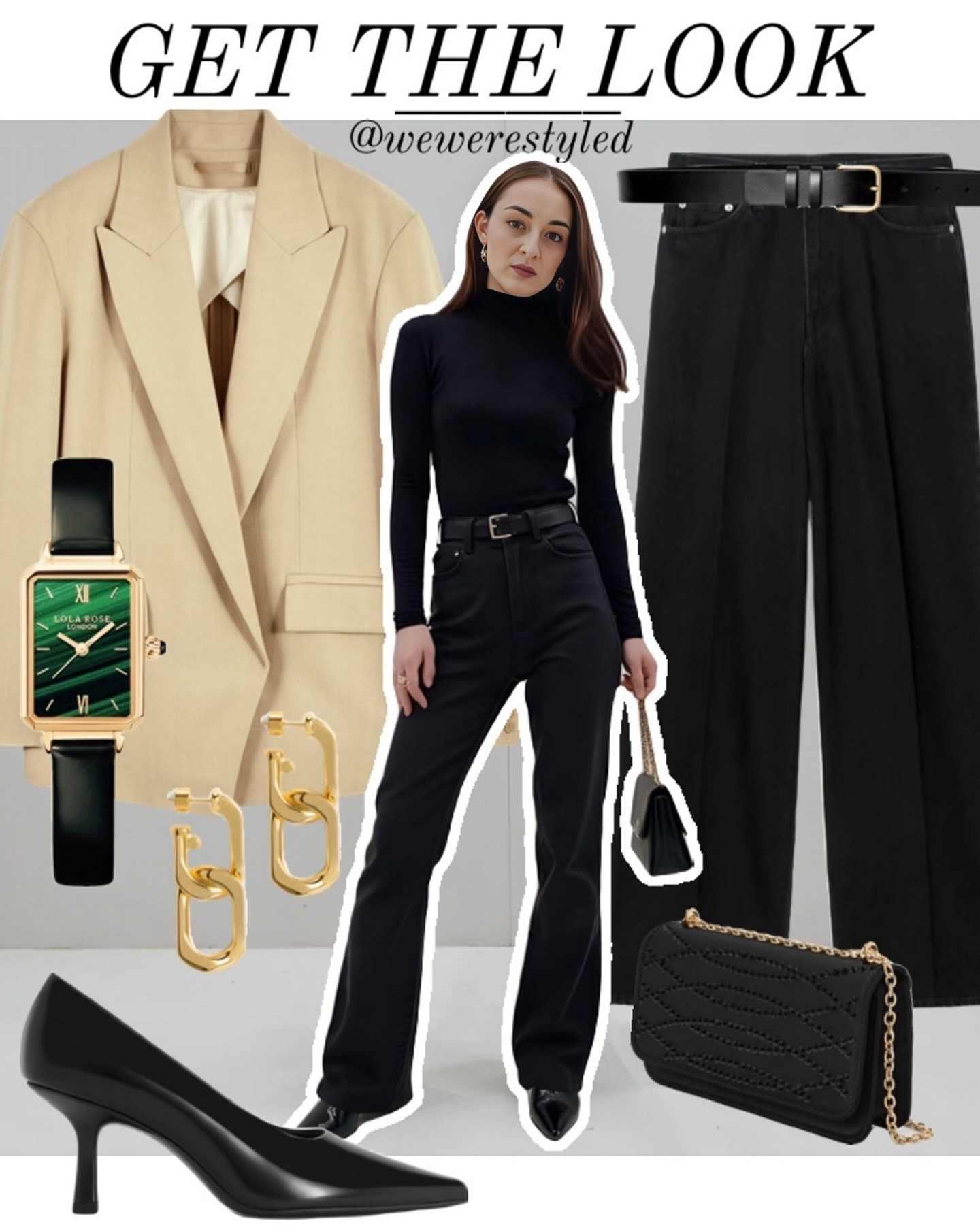 Effortless Business Casual Look 🖤💼

Power dressing meets elegance with this polished business casual outfit! A sleek black turtleneck and high-waisted trousers create a strong, streamlined base, while the beige blazer adds a refined contrast. The gold accessories, structured black bag, and pointed heels elevate the look with just the right amount of sophistication. And can we talk about this green statement watch? Obsessed!

Would you wear this for work or a chic day out?
.
.
.
cute outfits, colorful outfits, cute outfits casual, spring styles, spring clothing, cute spring shoes, spring cute outfits, cute spring dresses, spring fashions, cute spring, spring outfit inspiration, spring dresses outfits, cute spring clothes, date outfit, spring outfits, cute clothes for spring, cute outfits casual spring, casual spring clothes, dress outfits spring, cute dresses for spring, best spring outfits, floral dresses, summer outfit #springoutfits #modeststyle #virtualstyling #virtualstylist #fashioninspo #stylepost #streetstyleinspiration #highstreetstyle #streetstylegermany #streetstyleparis #streetstylelondon #newyorkstreetstyle #streetstyledeluxe #parisstreetstyle #koreanstreetfashion #streetstylegallery #styledaily #parisvibes #workwear #minimalistfashion #parisianfashion #streetchic #frenchchic #frenchfashion #frenchfashionblogger #neutralaesthetic #springstyle #springfashion  #ootdgermany

#LTKSeasonal #LTKSpringSale #LTKWorkwear
