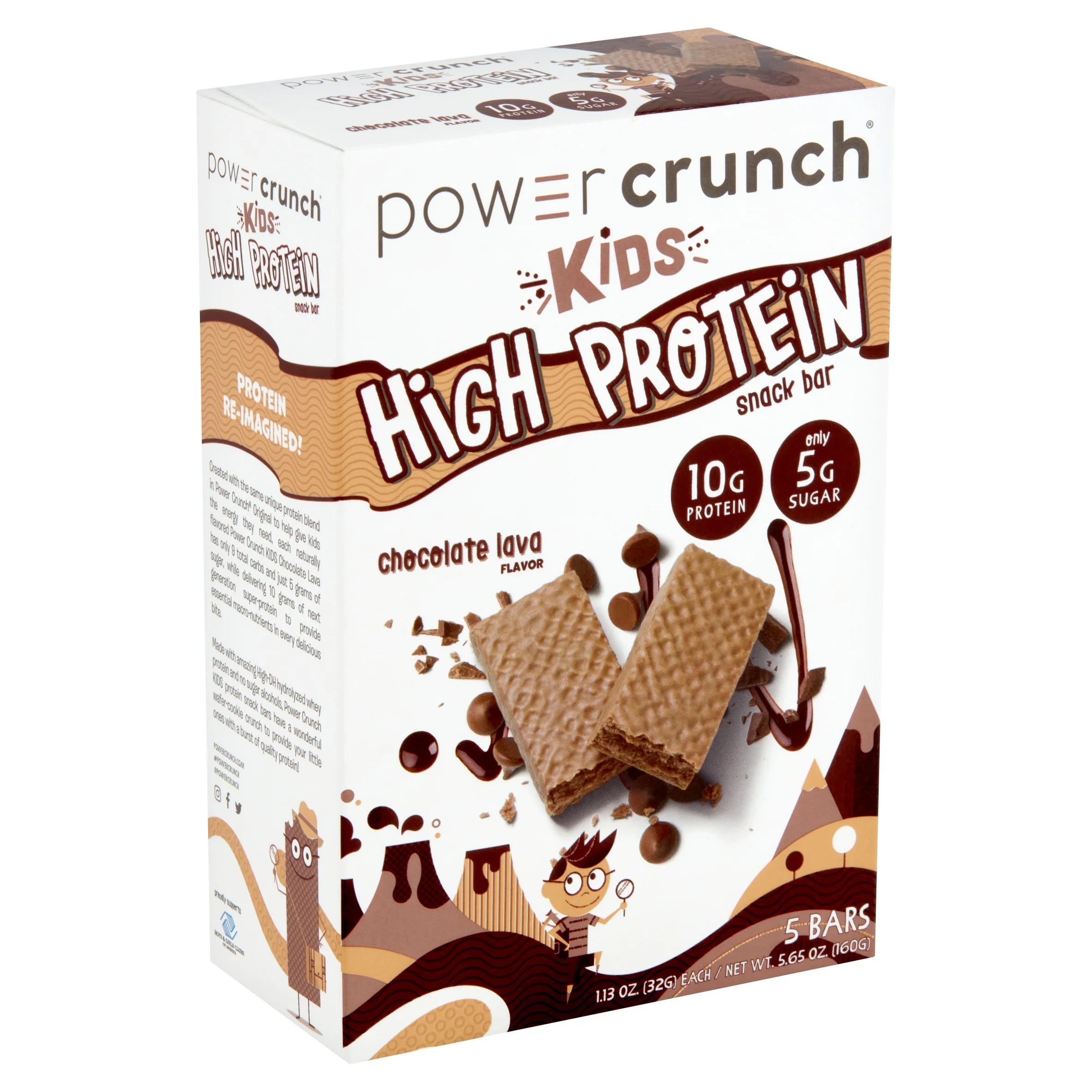 Power Crunch KIDS Chocolate Lava Flavor High Protein Snack Bar, 5.65 oz, 5 count - Walmart.com | Walmart (US)