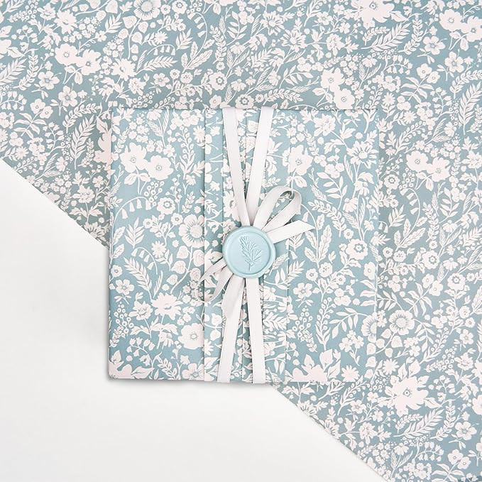 PAPER FAIR 90 Sheets Thicker Dusty Blue Floral Tissue Paper, More Durable 20x14 inch Pale Turquoi... | Amazon (US)