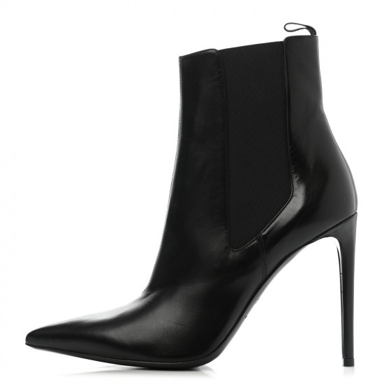 BALENCIAGA Shiny Sheepskin Pointed Toe Booties 40 Black | Fashionphile