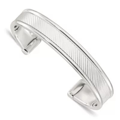 Luxury Giftware by Jere Sterling Silver Polished Textured Cuff Bangle Bracelet | Belk
