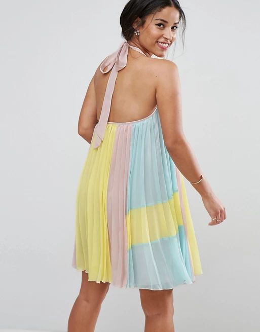 ASOS Maternity Pleated Color Block Trapeze Mini Dress | ASOS US