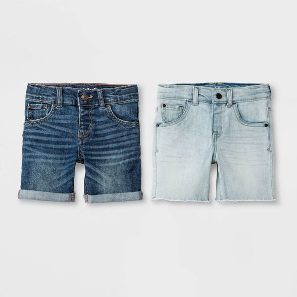 Toddler Boys' 2pk Raw Hem and Rolled Hem Jean Shorts - Cat & Jack™ Blue | Target