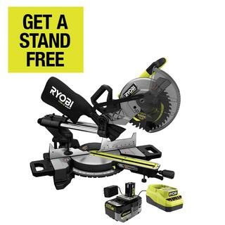 RYOBI ONE+ HP 18V Brushless Cordless 10 in. Sliding Compound Miter Saw Kit with 4.0 Ah HIGH PERFO... | The Home Depot