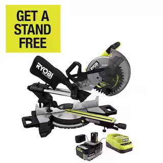 RYOBI ONE+ HP 18V Brushless Cordless 10 in. Sliding Compound Miter Saw Kit with 4.0 Ah HIGH PERFO... | The Home Depot