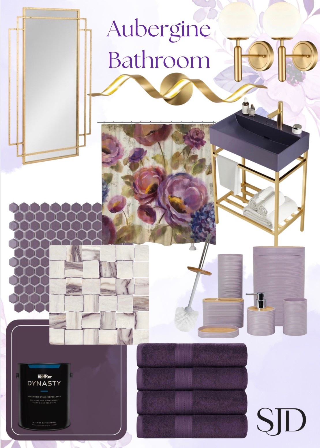 Bathrooms don’t have to be bright white to feel timeless. Aubeegine adds richness, warmth, and a luxurious spa-like feel - especially paired with marble, brass, and soft lighting. Moody, elegant, and unforgettable. #auberginebathroom #moodybathroom #powderroom 

#LTKHome