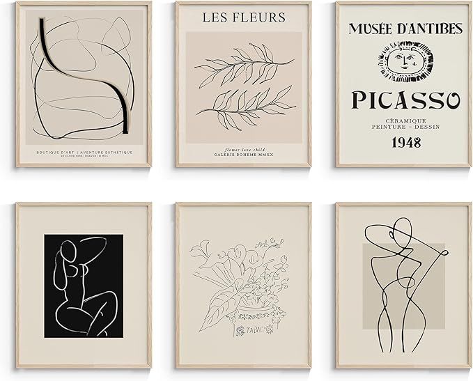 InSimSea Master Painting Prints, Grey Matisse Poster Picasso Line Drawing Abstract Woman Wall Art... | Amazon (US)