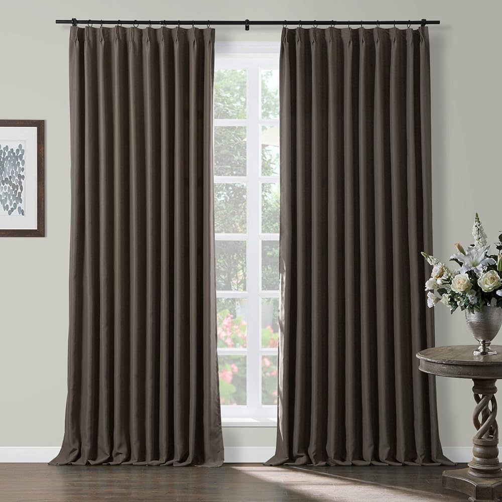 TWOPAGES Blackout Thermal Insulated Curtains 26 inches Wide Pinch Pleated Curtains for Living Roo... | Amazon (US)