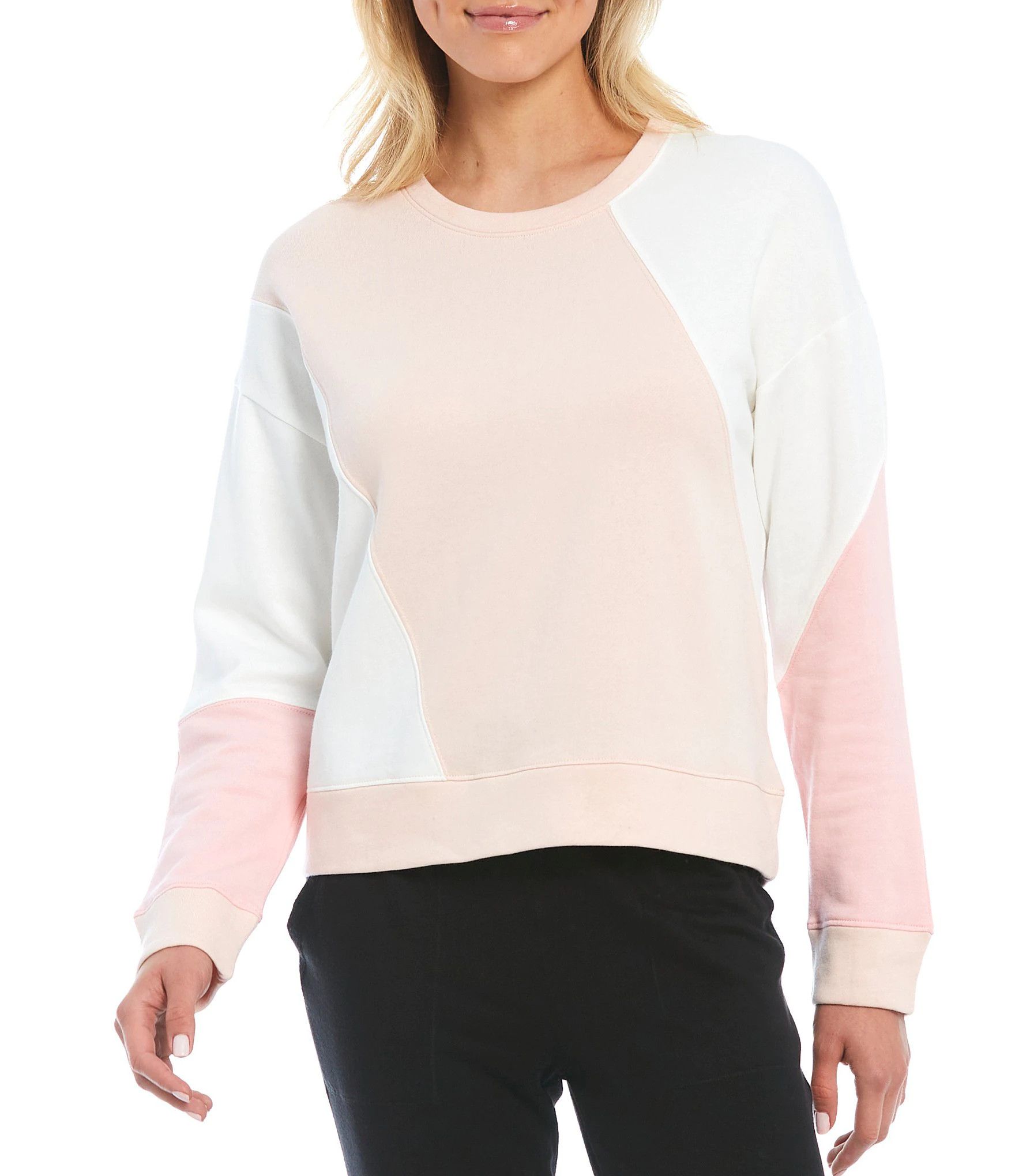 Knit Morning Star Color Block Long Sleeve Jewel Neck Pullover | Dillard's