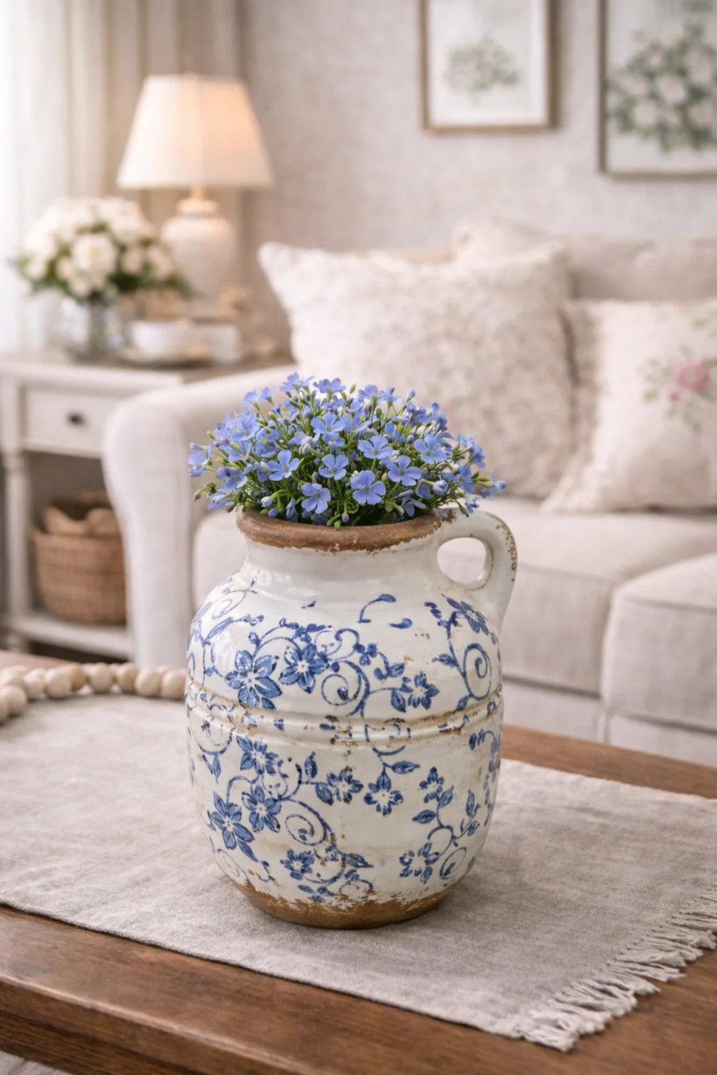Blue Heirloom Handle Vase 6.5 | River Chic Designs