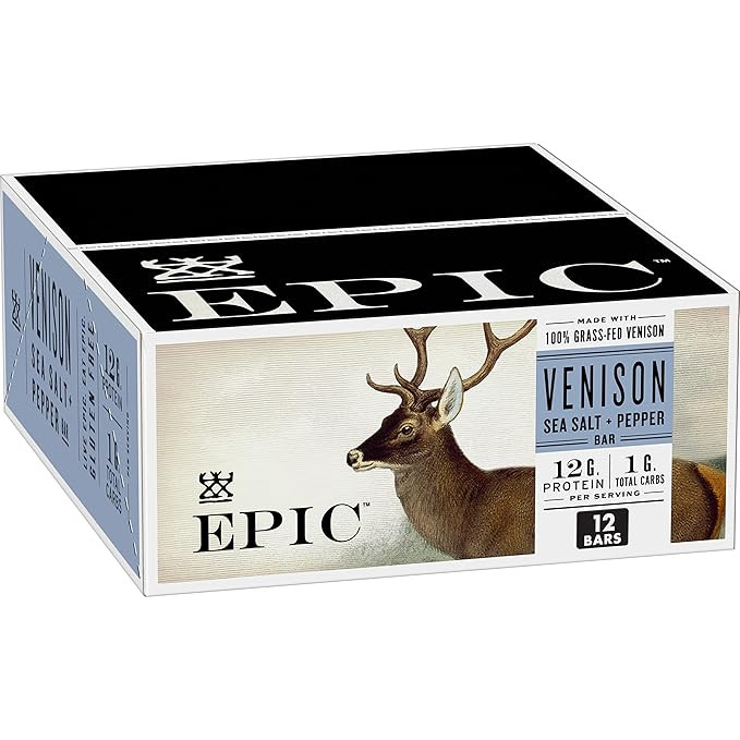 EPIC Bars, Venison Sea Salt and Pepper Bar, Keto Friendly, Whole30 Approved, Gluten Free, 12 Coun... | Amazon (US)