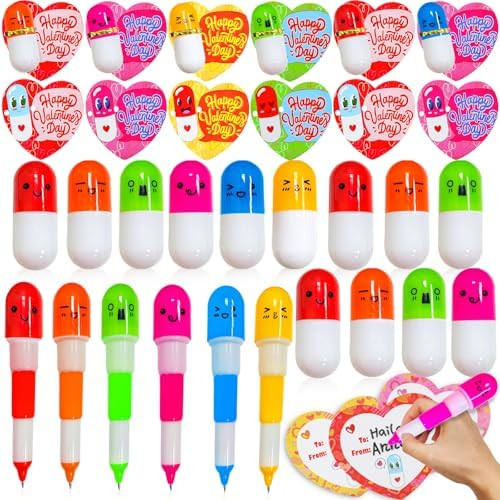 AMENON 28 Pack Valentines Day Cards for Kids School with Retractable Pens, Valentine Day Gifts fo... | Amazon (US)