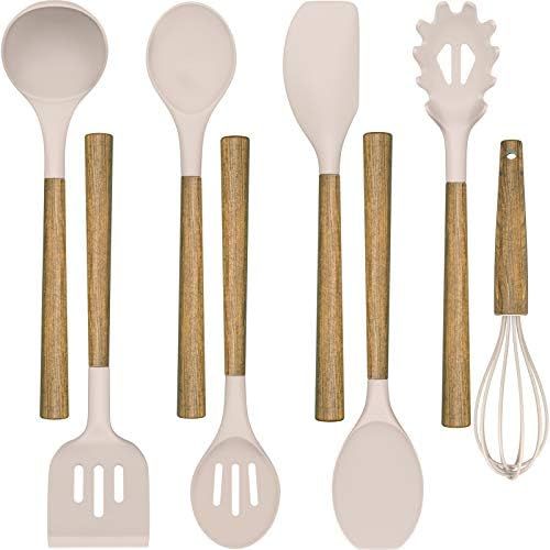 Amazon.com: Silicone Cooking Utensil Set, Umite Chef 8-Piece Kitchen Utensils Set with Natural Ac... | Amazon (US)