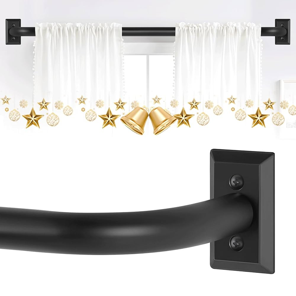 Black Wrap Around Curtain Rods 2Pack:Blackout Adjustable Window Curtain Rod,Room Darkening Heavy ... | Amazon (US)