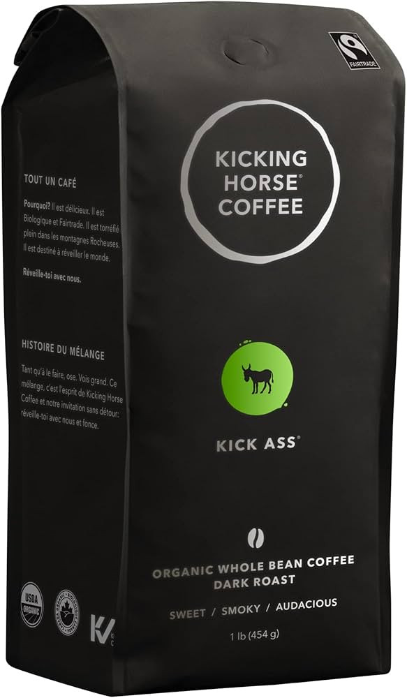 Kicking Horse Coffee, Kick Ass, Dark Roast, Whole Bean, 1 lb - Certified Organic, Fairtrade, Kosh... | Amazon (CA)