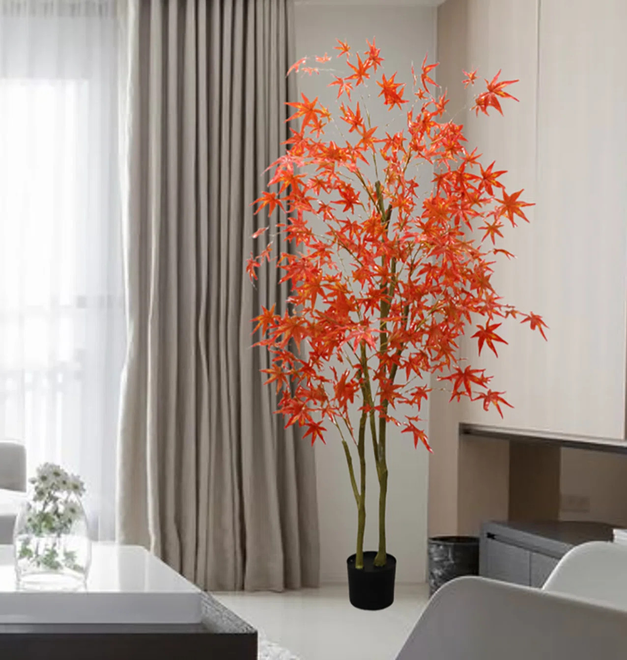 Autumn Maple Artificial Fall Tree In Plastic Pot | Wayfair North America