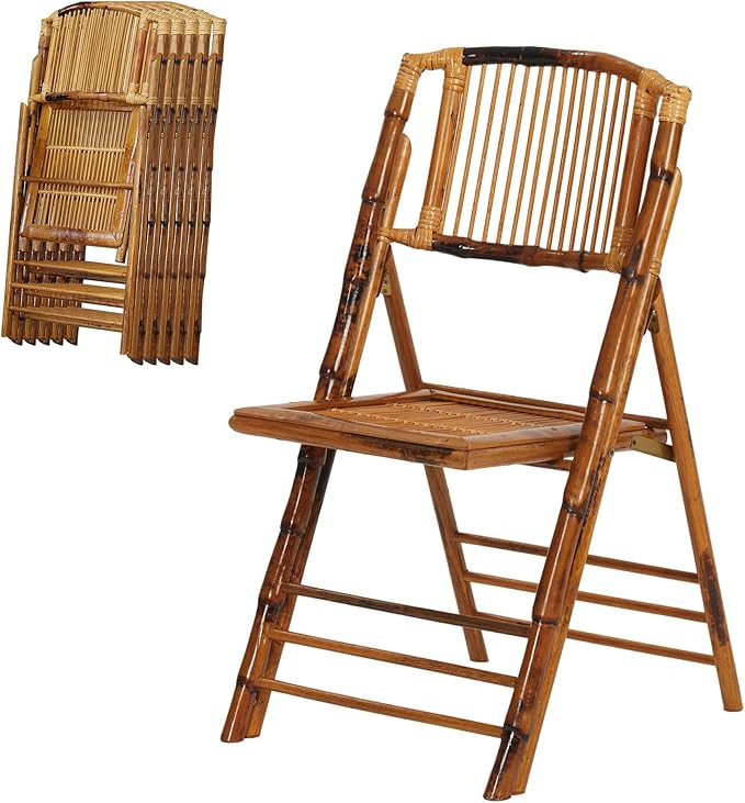 Real Relax 6 Pack Bamboo Folding Chair, Foldable Patio Dining Chairs, Stackable Bamboo Dining Cha... | Amazon (US)