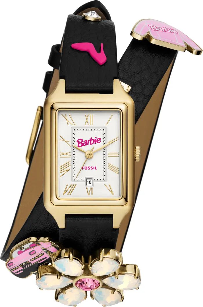x Barbie Double Wrap Leather Strap Watch, 23mm | Nordstrom