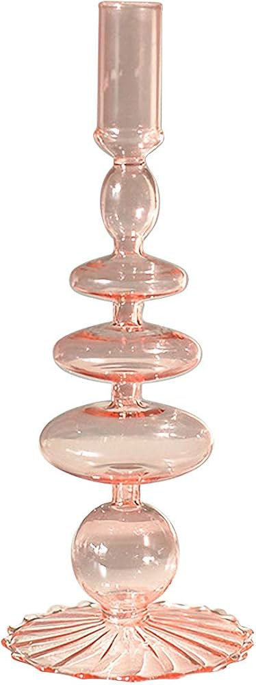 LKXHarleya Glass Candlesticks Holders, Retro Glass Candle Holder for Taper Candle Table Centerpie... | Amazon (US)