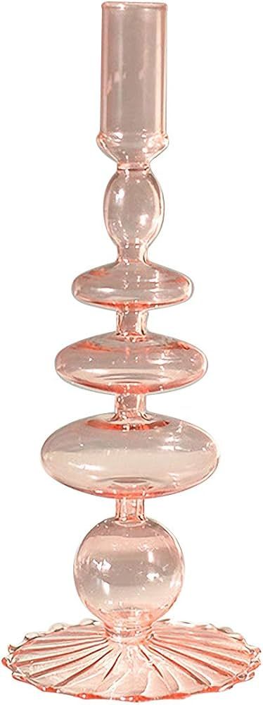 LKXHarleya Glass Candlesticks Holders, Retro Glass Candle Holder for Taper Candle Table Centerpie... | Amazon (US)