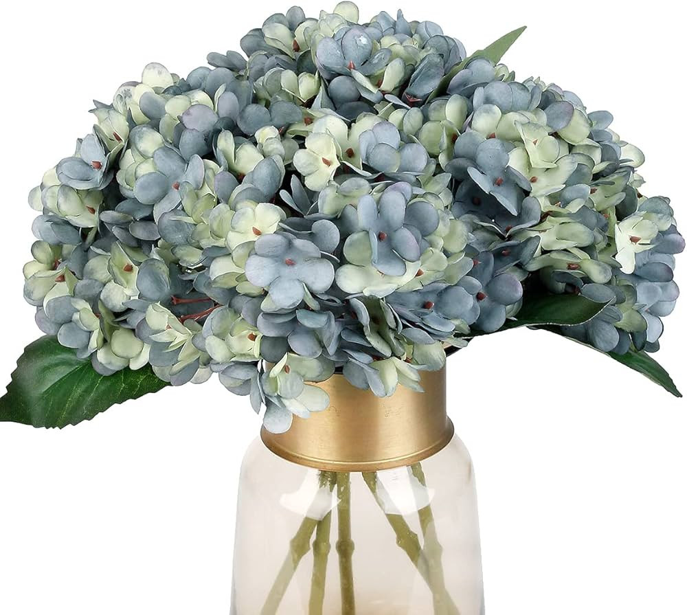 Amazon.com: Blooming Paradise 5Pcs Artificial Fake Flowers Plants Silk Hydrangea 1 Flower Head Ar... | Amazon (US)