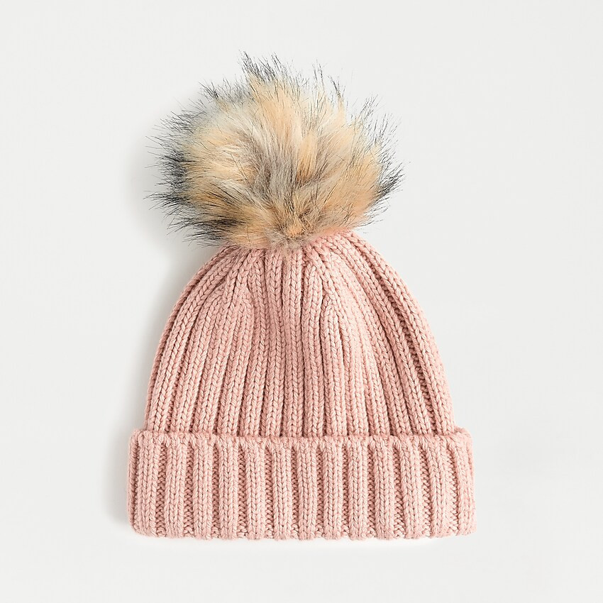 Ribbed beanie with faux-fur pom-pom | J. Crew US