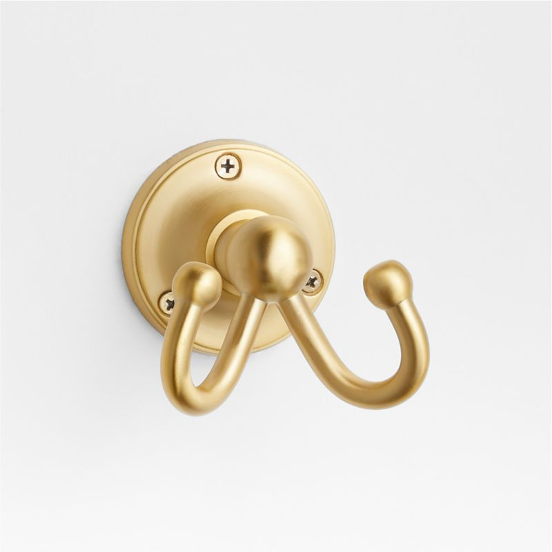 Classic Round Brushed Brass Bathroom Towel Hook + Reviews | Crate & Barrel | Crate & Barrel