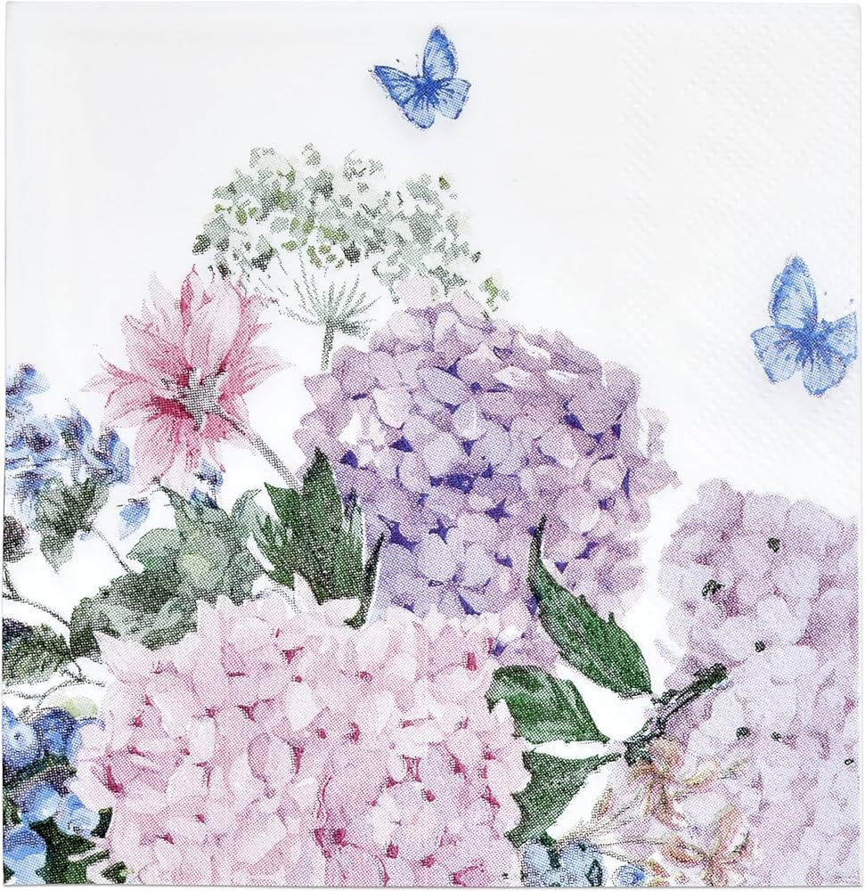 Gift Boutique 150 Hydrangea Napkins Paper Flower Cocktail Beverage Disposable Flowers Butterfly D... | Amazon (US)