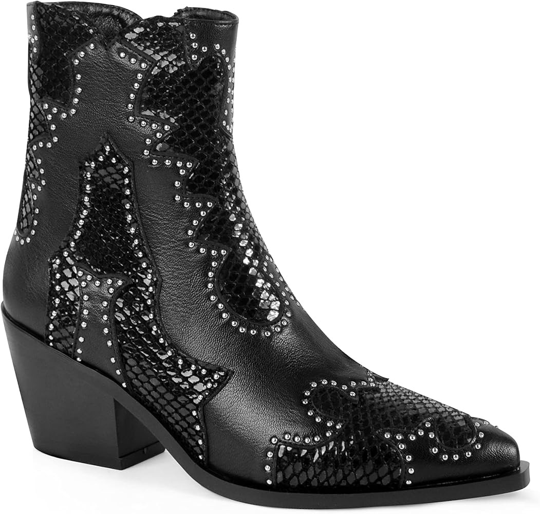 ANN CREEK Women's Ankle Cowboy Boots Rivet Studded Cowgirl Boots Western Booties Ladies Rivet Stu... | Amazon (US)