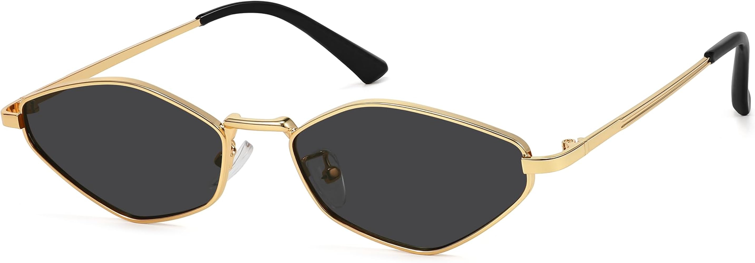Retro Irregular Narrow Sunglasses for Women Trendy Vintage Polygon Small Shades Metal Frame UV Pr... | Amazon (US)
