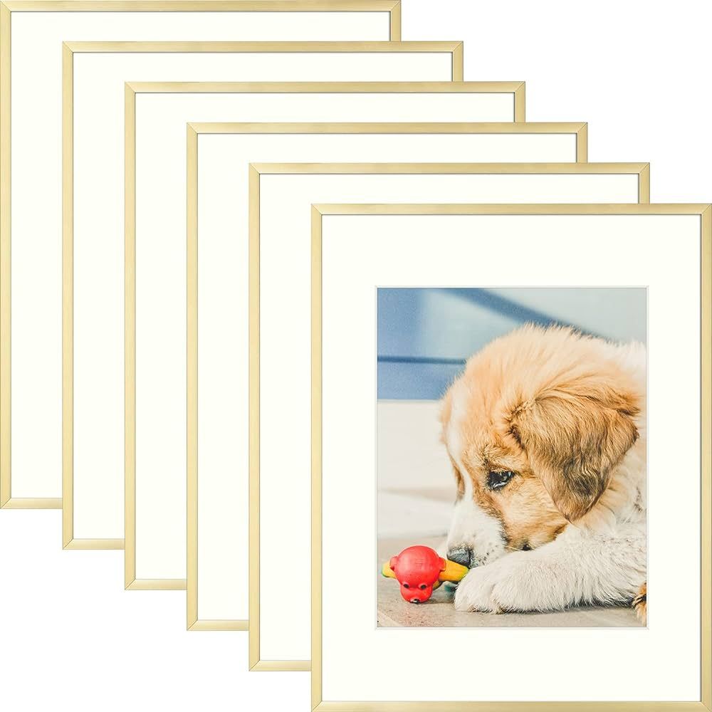 AUEAR, 11x14 Aluminum Picture Frame Set of 6, Made To Display Pictures 8X10 with Mat or 11x14 Wit... | Amazon (US)