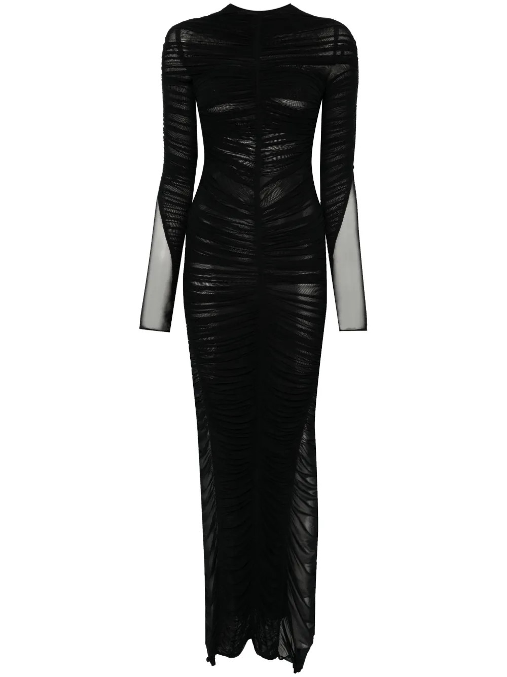 Mugler Ruched Maxi Dress | Black | FARFETCH | Farfetch Global