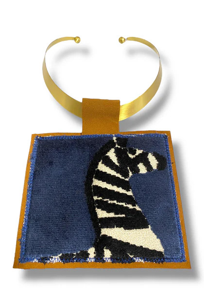 Kilim New Choker Necklace Suede Blue Zebra | The Willow Tree