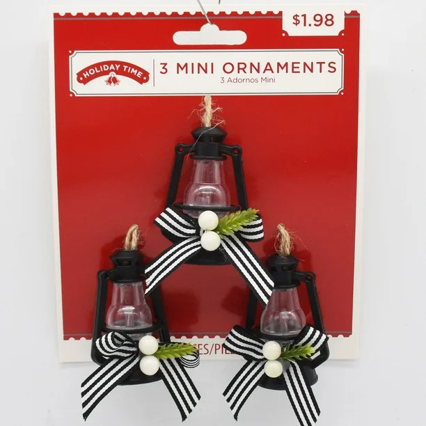 Holiday Time Black Mini Lantern, Clearly Christmas Family Themed Christmas Tree Hanging Ornament ... | Walmart (US)